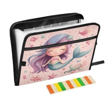 Imagem de Wassud Lindo organizador de arquivos de sereia, acordeão, letra, a4, pastas de arquivos, organizador de documentos, fólio com etiquetas, pasta de arquivos expansível, 13 bolsos