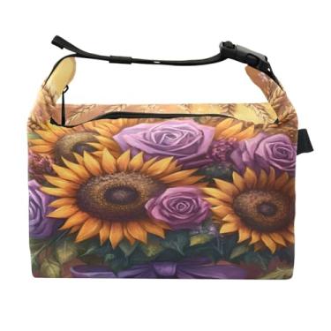 Imagem de STAYTOP Linda lancheira de girassóis com fivela de alça, lancheira isolada para meninos e meninas, lancheira térmica para trabalho escolar