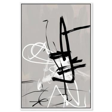 Imagem de Art Remedy Tela grafite Entwine minimalista abstrata, moldura branca, 40,6 cm x 61 cm