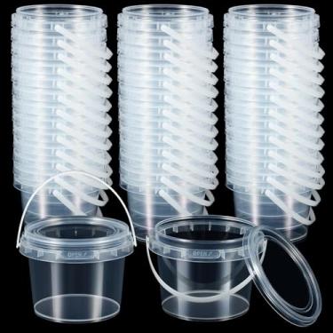 Imagem de Maxcheck 200 recipientes transparentes a granel com tampas e alças recipientes de armazenamento de plástico transparente mini estojo de armazenamento para festa, artesanato, artesanato, pigmento