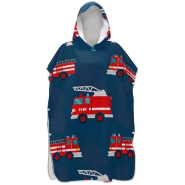 Imagem de Joisal Trocador de roupas para adultos, poncho de surfe, praia, moletom com capuz, floral, plus size, masculino, feminino, poncho com capuz, desenho animado, caminhão, azul