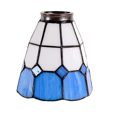 Imagem de Cúpula de reposição Tiffany de 5 polegadas em vitral mediterrâneo com encaixe de 1-5/8 polegadas, compatível apenas com luminárias pendentes, arandelas, plafons, lustres, luminárias de chão