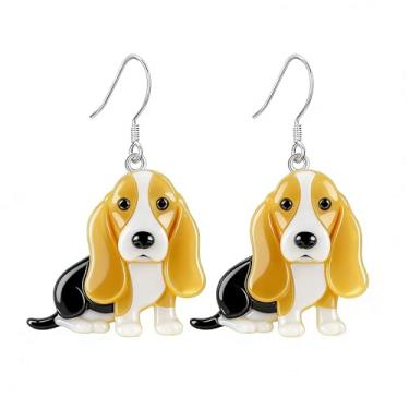 Imagem de OSCCI Adoráveis brincos de acrílico para filhotes de cachorro – Ganchos de liga durável, com tema de animal de estimação fofos, ótimos para roupas casuais e de festa, Acrílico, Sem pedra preciosa