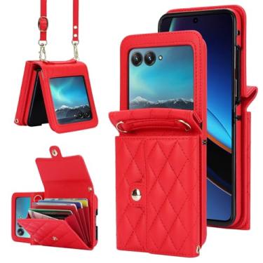 Imagem de Capa carteira para Motorola Razr 40 Ultra – Suporte de cartão com bloqueio RFID com fecho magnético, antiderrapante e proteção contra quedas, capa fólio de couro fina para uso diário, viagens e