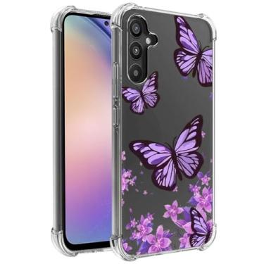 Imagem de FollmeAir Capa para Galaxy A54 5G, Slim Flexível TPU para Meninas Mulheres Airbag Amortecedor Borracha Amortecedor Capa de Silicone Macio Apto para Samsung Galaxy A54 (Borboleta Flor)