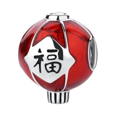 Imagem de Pingente De Daruma Da Guarda Real Em Prata Com Contas Vermelhas Para M