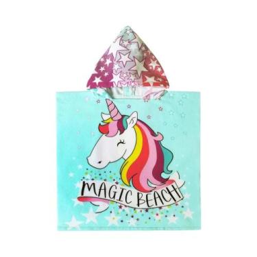 Imagem de Roupão De Banho Para Meninas Com Tema De Unicórnio, Tubarão E Sereia, 