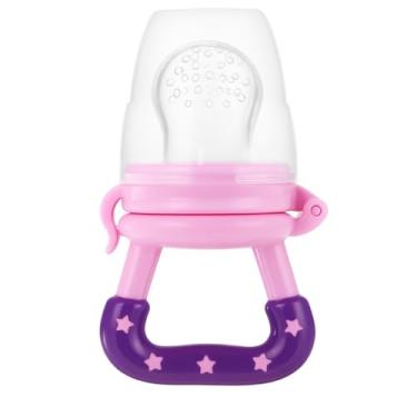 Imagem de Mordedor Massageador Com Auxilio Para Introdução Alimentar Rosa Com Alça Livre BPA