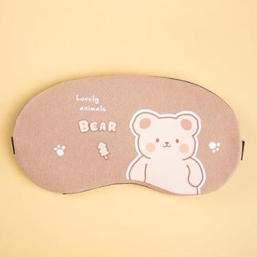 Imagem de Máscara de dormir e cuidados com os olhos dos desenhos animados: linda máscara de pelúcia refrescante/compressa quente para cochilos, alívio da dor e bloqueio total de luz (rosa)
