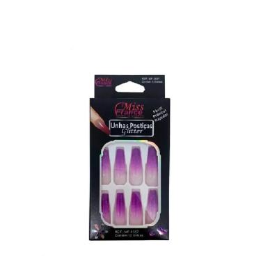 Imagem de Unha Postiça Glitter com 12 Miss France