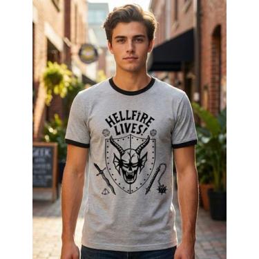 Imagem de Camiseta Unissex Stranger Things Hellfire Lives Cinza-Preto - Shimai, 
