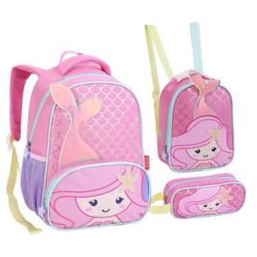 Imagem de Kit Mochila Lancheira Estojo de Costas Creche ZOOP