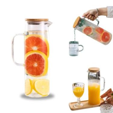 Imagem de Jarra De Vidro Borossilicato Com Vedação Tampa Bambu 1500Ml - Pluggei 