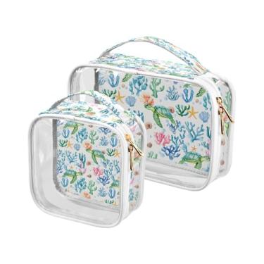 Imagem de xigua Bolsa de maquiagem de tartarugas em aquarela para mulheres, bolsa de cosméticos de viagem, bolsa de higiene portátil à prova d'água para viagens, férias, organização de banheiro