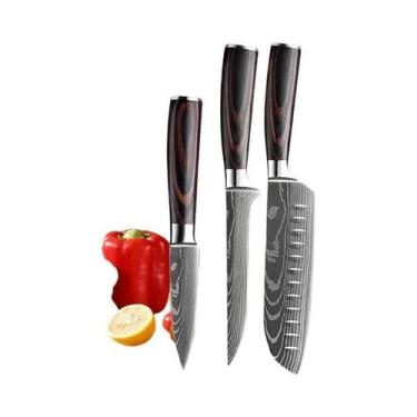 Imagem de Conjunto De Facas De Cozinha Profissional Em Aço Damasco Chef Faca De 