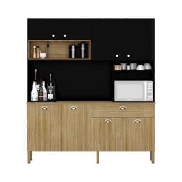 Imagem de Armario De Cozinha Compacta 8 Portas 1 Gaveta Core Freijó Nero