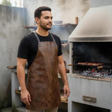 Imagem de Avental Churrasqueiro Em Couro Legítimo Cozinha Gourmet Churrasco - Ca