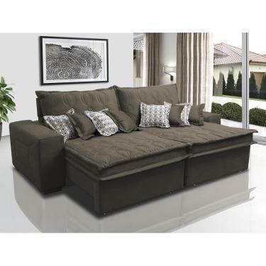 Imagem de Sofá Retrátil E Reclinável 2,72m Com Molas Ensacadas Cama Inbox Supreme Tecido Suede Velusoft Café