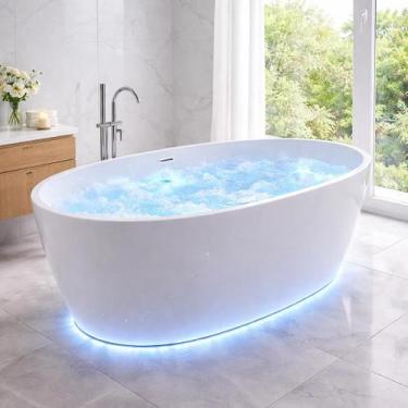 Imagem de Banheira Freestanding RM Decor Aeris 150 Imersão Air Blower Led Branco