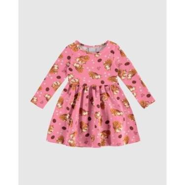 Imagem de Vestido Manga Longa Estampado Algodão Malwee Ref. 0126233-Feminino