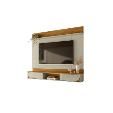 Imagem de Painel Home Suspenso AURA Cumaru e Opala para TV até 65 com Bancada 1,82m Liberty Móveis