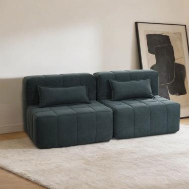 Imagem de Sofá Modular 2 Lugares Easybox Cabecasa Madeiraoriginals Cotelê Verde Escuro