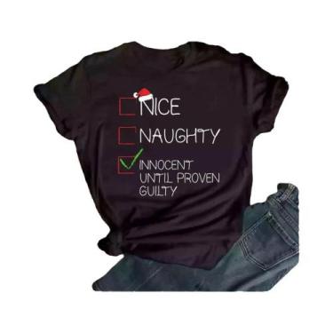 Imagem de Camiseta Casual Feminina De Verão Com Estampa De Cartoon De Natal E Le