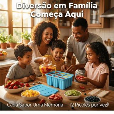 Imagem de Forma Molde Picolé Sorvete Em Silicone 12 Furos 50 palitos, forminha d