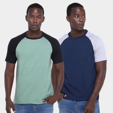 Imagem de Kit Camiseta Básicos Raglan  2 Peças Masculina-Masculino