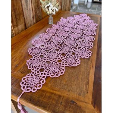 Imagem de Caminho De Mesa 1,45mx48cm M Argola Crochê Artesanal - Maria Croche Ve