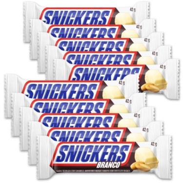 Imagem de Barrinha Recheada Snickers Chocolate Branco Kit 10 unid 42g