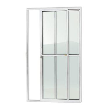 Imagem de Porta de Alumínio de Correr 210x120cm 2 Folhas com Vidro Liso Super Br