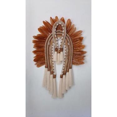 Imagem de Cocar decorativo têxtil,arte indigena para moldura - Artesanal