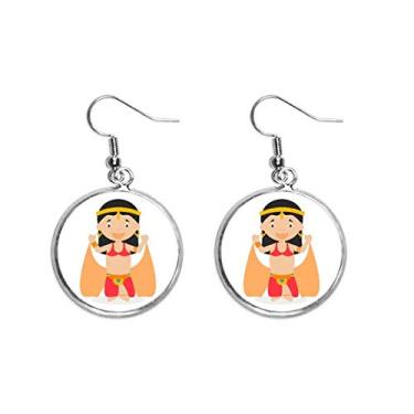 Imagem de Brinco feminino tradicional oriental de desenho animado com pingente de prata