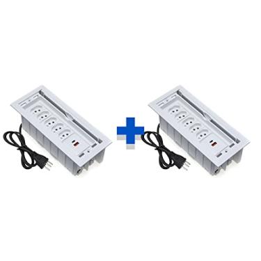 Imagem de Kit 2 Caixas De Tomadas 7 Blocos 5 Tomadas 20A 2 USB (1 Tipo C) COR:BRANCO