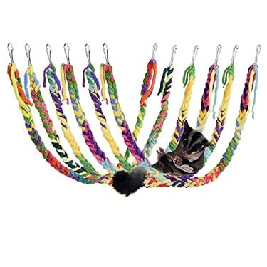Imagem de RIOUSSI Brinquedos feitos à mão para escalada/exercício/exploração na selva, acessórios de gaiola de brinquedo para pendurar, brinquedos de rato, brinquedo de balanço de corda de pássaro, cor aleatória, pacote com 6