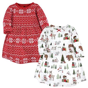 Imagem de Hudson Baby Vestidos de algodão para bebês meninas, Floresta de Natal, 9-12 Meses