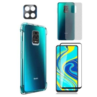 Imagem de Capa Capinha Para Redmi Note 9s + Película de Vidro Temperado 3D + Película Skin Traseira Carbono + Película de Câmera - (Hard Glass Store)
