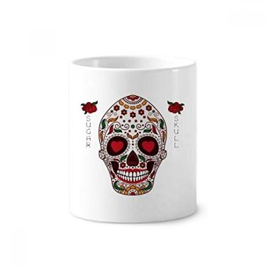Imagem de Porta-canetas Flower Cirrus Eyes White Sugar Skull Brush Holder Caneca de cerâmica branca 355 ml