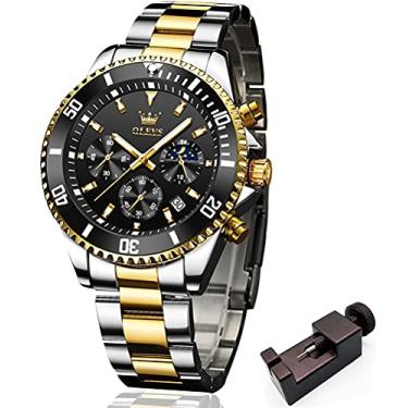 Imagem de Olevs Relógio masculino multifuncional de três olhos - Preto dourado