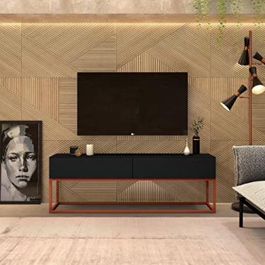 Imagem de Casa Detalhe Rack Eros Estilo Industrial 140cm Sala Estar Preto/Cobre