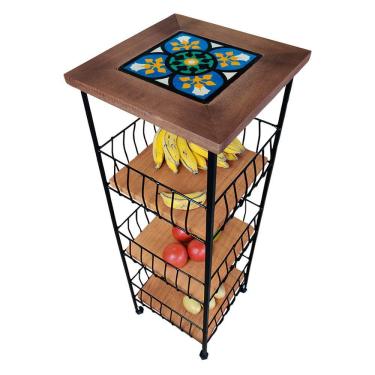 Imagem de Cesto Organizador Fruteira 3 Andares Balcão Multiuso Cozinha