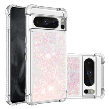 Imagem de LXURY Capa para Google Pixel 8 Pro/Pixel 8, capa de telefone de areia movediça líquida com proteção de câmera de tela ultrafina TPU macia à prova de choque, rosa 7,22 cm