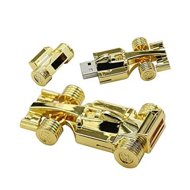 Imagem de 128 GB em forma de carro de corrida USB 2.0 Flash Drive Pen Drive Pen Drive U Disk Armazenamento de Dados Jump Drive USB Drive Flash Disk USB Stick USB Disk (Dourado)