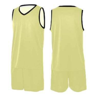 Imagem de CHIFIGNO Camiseta de treino de basquete com escamas de sereia azul-petróleo, camiseta de basquete juvenil PP-3GG, Champanhe amarelo, P