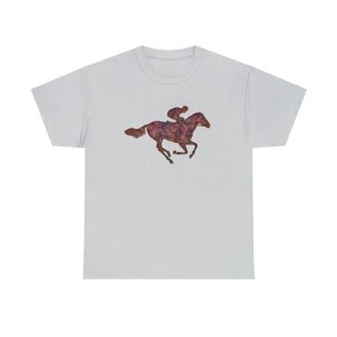 Imagem de Camiseta de algodão pesado unissex Race Horse, Cinza gelo, G