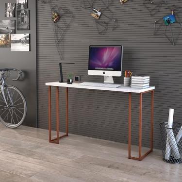 Imagem de D+MOB Mesa Escrivaninha Para Estudo Trabalho 1,20cm Cor: Branco/Pés Ferro Cobre