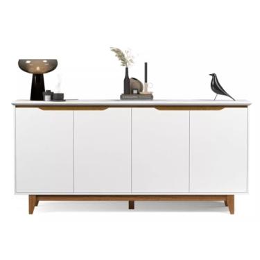 Imagem de Aparador Sala De Jantar Buffet 4 Pts Elegante Versátil R.m (Branco/Freijó)