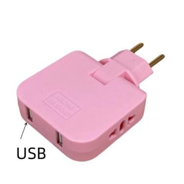 Imagem de Plug Tomada Carregador Multifunção 2 Entrada USB Com 2 Tomada 10A 90~2