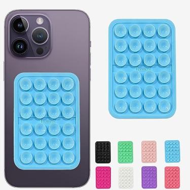 Imagem de Suporte de capa de telefone com sucção, acessório de telefone adesivo de silicone para iPhone e Android, suporte de telefone com espelho de brinquedo fidget mãos-livres para chuveiro, vídeos Tiktok e selfies (azul)